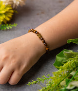 Tiger's Eye Slim Bracelet with Ganesha Charm
