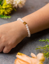 Rose Quartz Slim Bracelet with Ganesha Charm