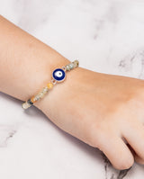 Prehnite Slim Bracelet with Evil Eye Charm