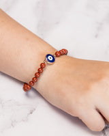 Red Jasper Slim Bracelet with Evil Eye Charm