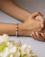 Amethyst, Clear Quartz And Blue Lace Agate Skinny Bracelet 4mm