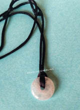 Rose Quartz Donut Pendant with Cord