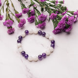 Rainbow Moonstone And Amethyst Bracelet