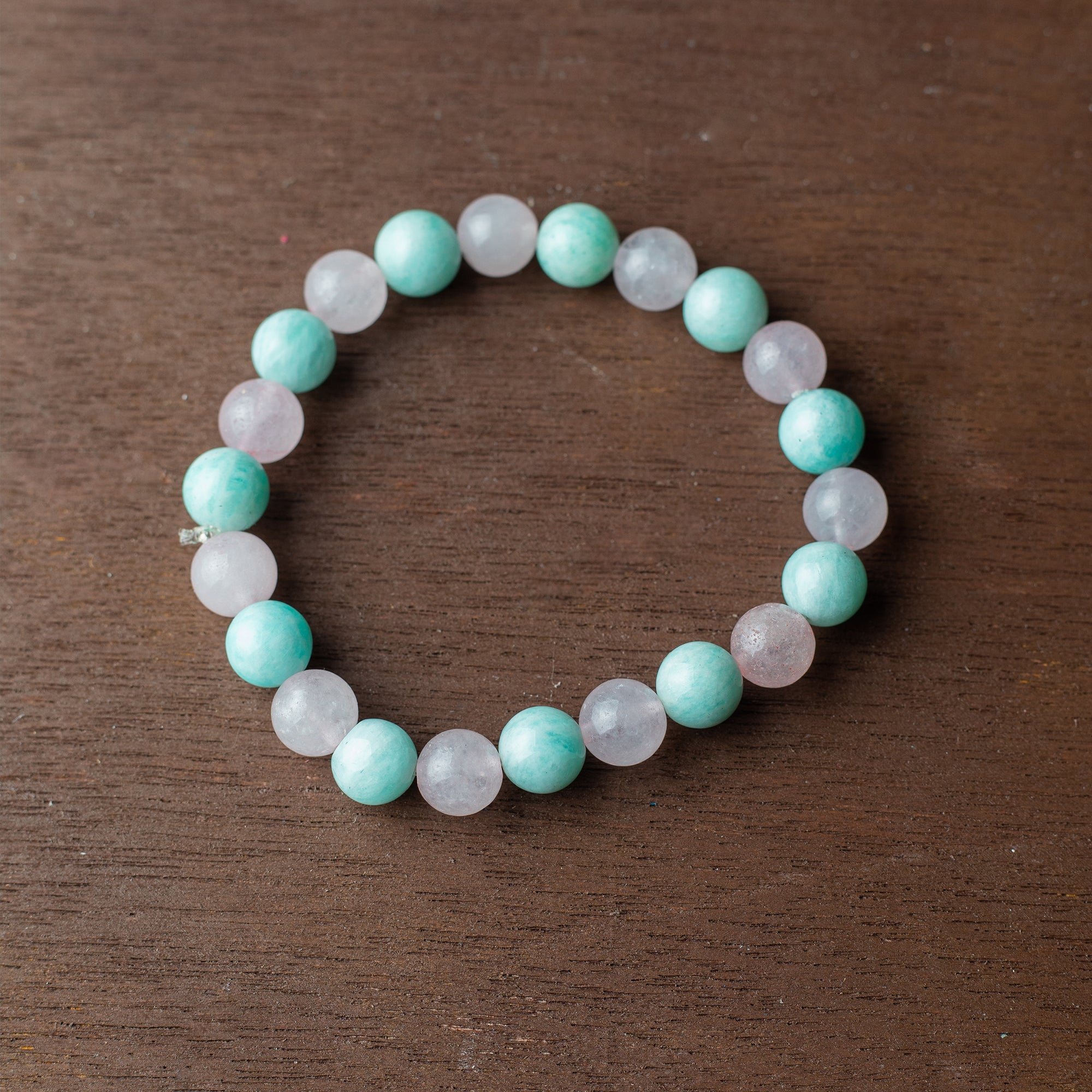 Gemstone Bracelet, Pink and Aqua Bracelet, Multicolor Gemstone Bracelet, Amazonite Bracelet, Rose shops Quartz Bracelet