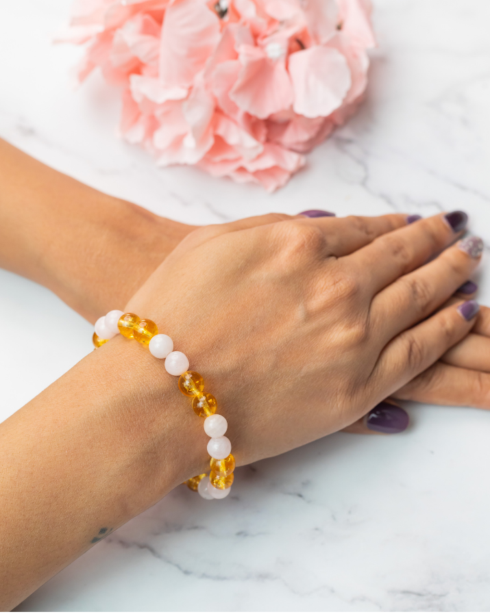 Citrine And Rose Quartz Bracelet