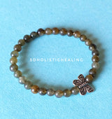 Labradorite Slim Bracelet with Butterfly Charm