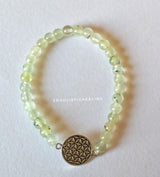 Prehnite Slim Bracelet with Flower of Life Charm