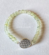 Prehnite Slim Bracelet with Flower of Life Charm