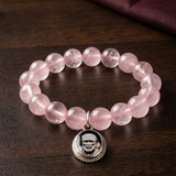 Rose Quartz Bracelet with a Silver Sai Baba Charm