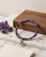 Amethyst Bracelet  skinny with a Silver Sai Baba Charm