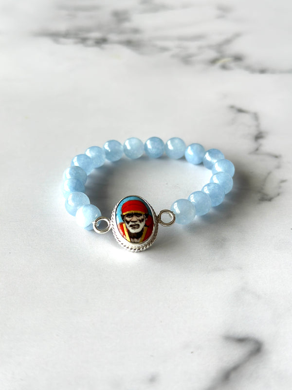 Aquamarine Bracelet Sai Baba Charm