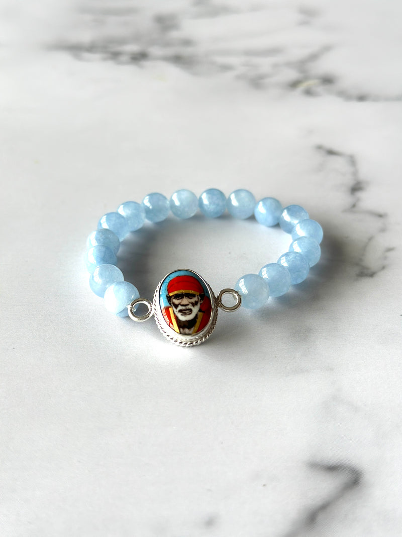 Aquamarine Bracelet Sai Baba Charm