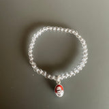 Clear Quartz Skinny Bracelet  Sai Baba Charm