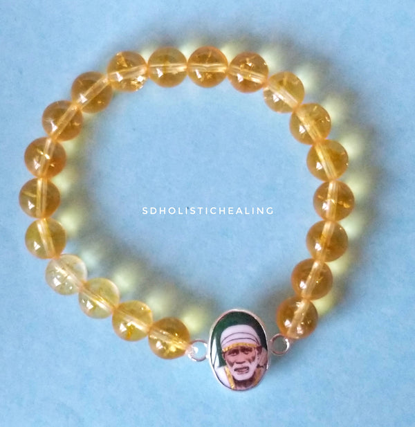 Citrine Bracelet with Silver Sai Baba Charm