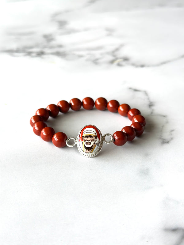 Red Jasper Bracelet Sai Baba Charm