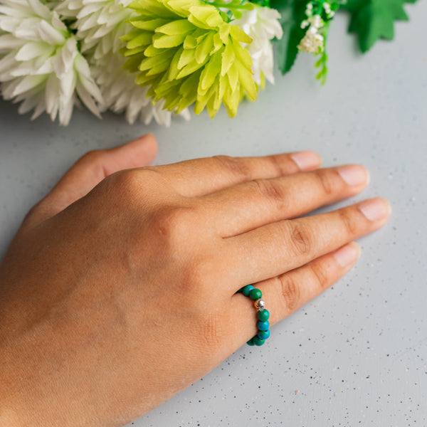 Chrysocolla Crystal Ring