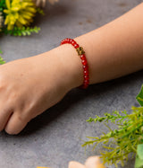 Carnelian Slim Bracelet with Ganesha Charm