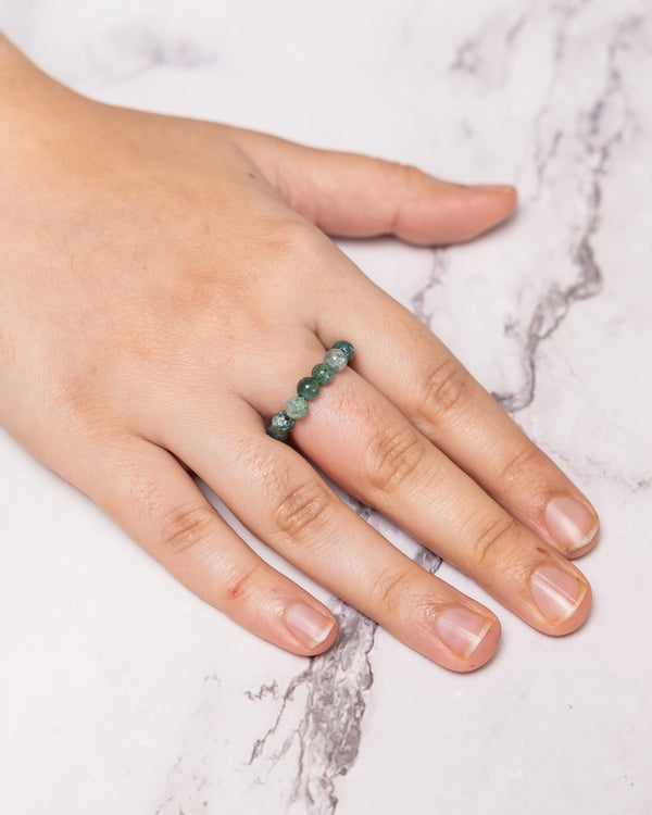 Moss Agate Crystal Ring