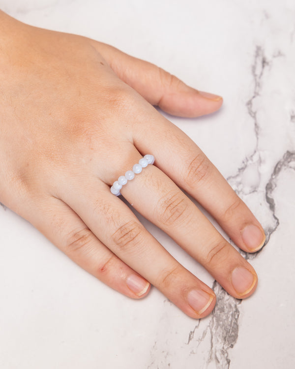 Blue Lace Agate Crystal Ring