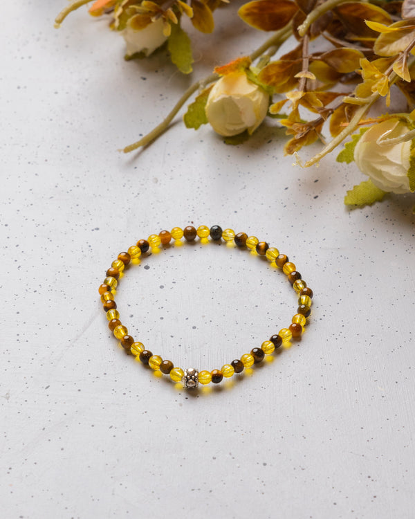 Tiger's Eye and Citrine Skinny Bracelet 4mm