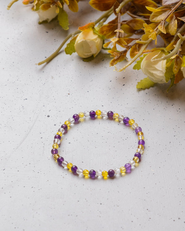 Amethyst, Clear Quartz And Citrine Skinny Bracelet 4mm