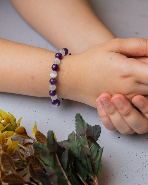 Amethyst And Selenite Bracelet