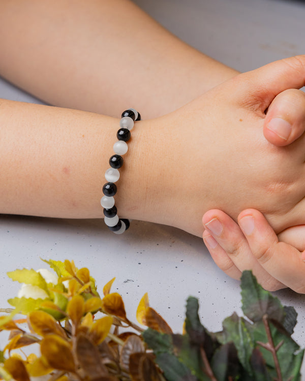 Black Tourmaline And Selenite Bracelet