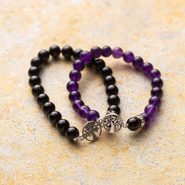 Amethyst and Black Tourmaline Bracelet