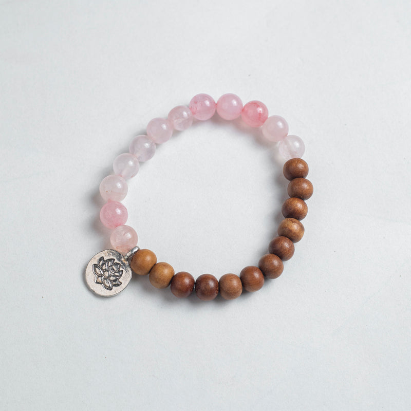 Sandalwood and Rose Quartz Bracelet