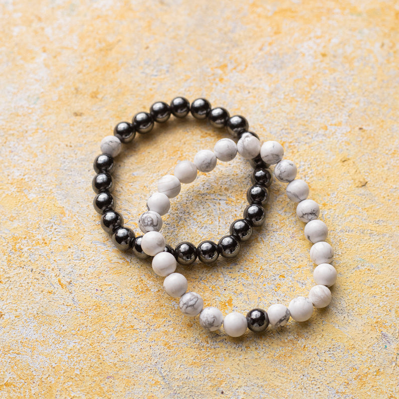 Howlite and Hematite Bracelet