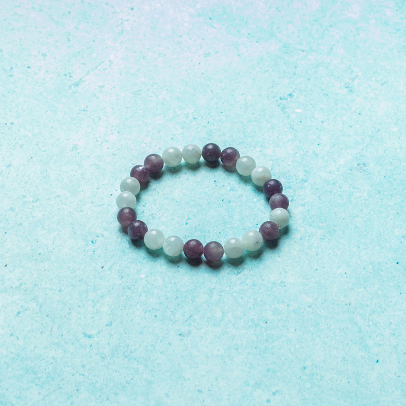 Aquamarine And Lepidolite Bracelet