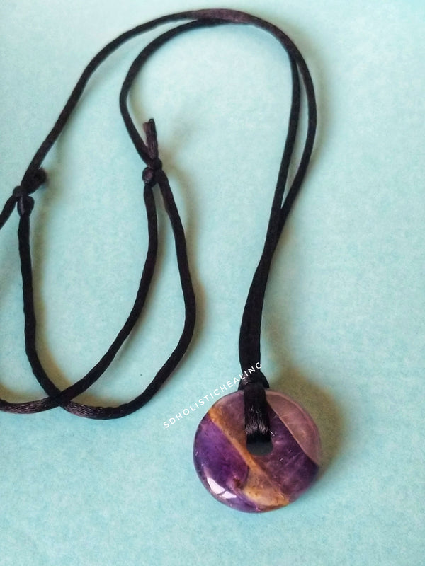 Amethyst Donut Pendant with Cord