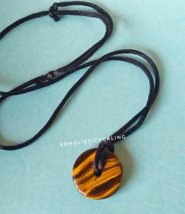 Tiger's Eye Donut Pendant with Cord