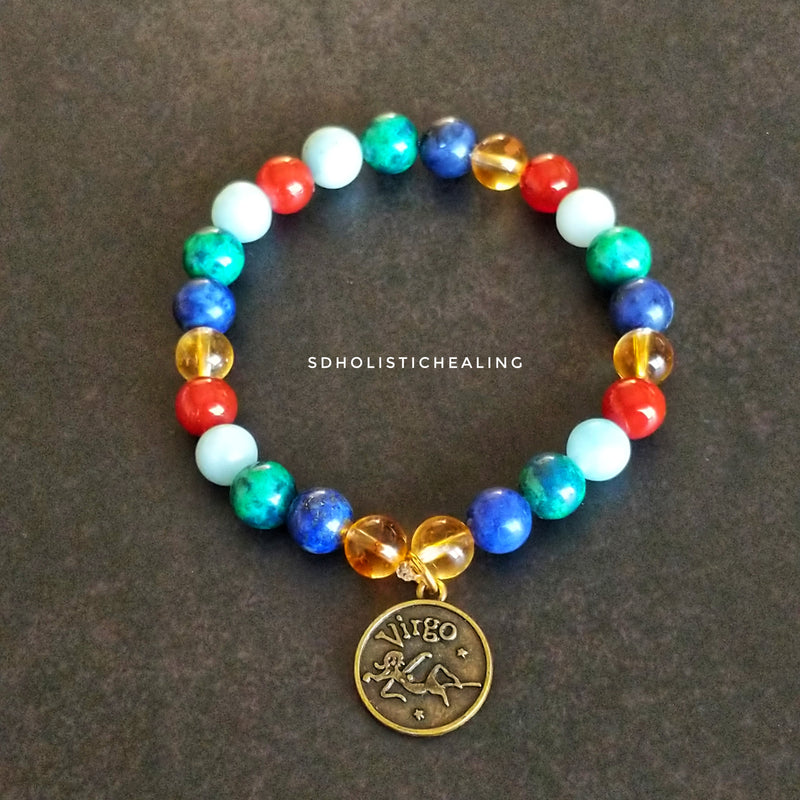 Zodiac Collection - Sky Blue Jade Stone Bracelet with Virgo Sterling Silver  Charm | T. Jazelle