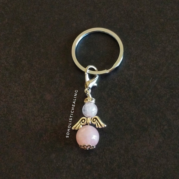 Rose Quartz Guardian Angel Charm