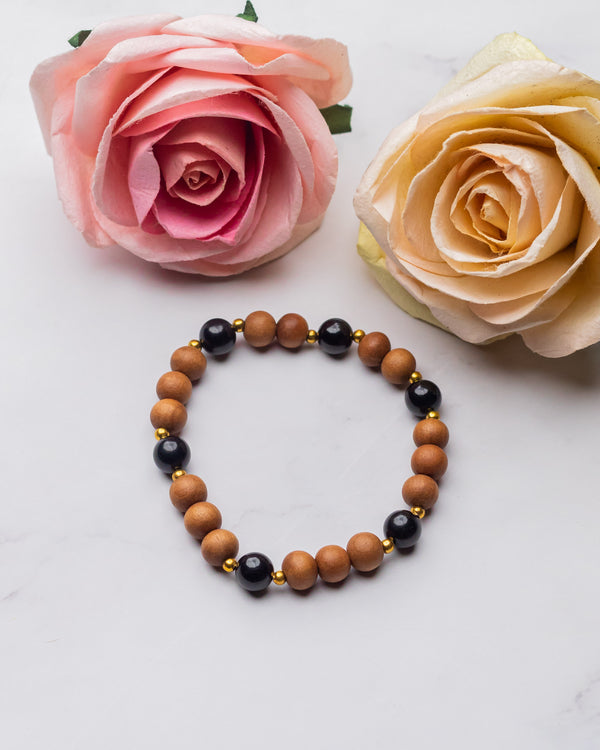 Sandalwood and Black Tourmaline Men's Bracelet