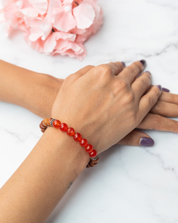 Sandalwood and Carnelian Bracelet