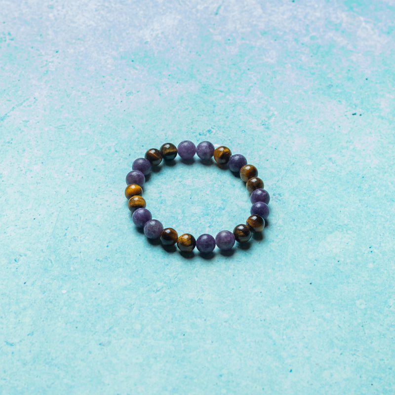 Lepidolite And Tigers Eye Bracelet