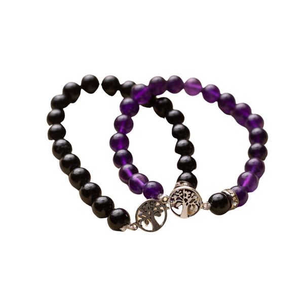 Amethyst and Black Tourmaline Bracelet