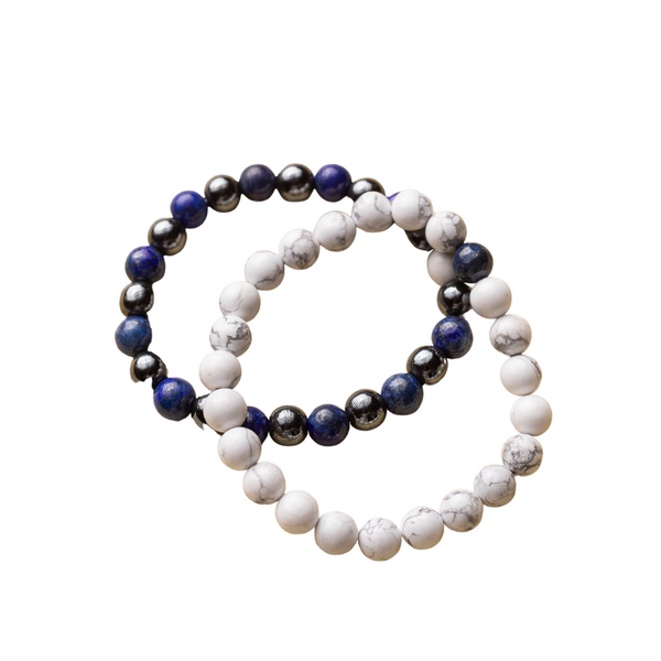 Howlite, Hematite and Lapis Lazuli Bracelet