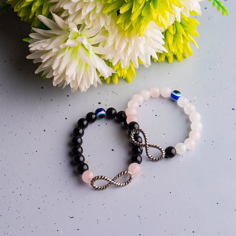 Rose Quartz and Black Tourmaline Bracelet