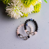 Rose Quartz and Black Tourmaline Bracelet