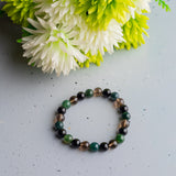 Smoky Quartz, Black Tourmaline And Moss Agate Bracelet