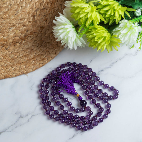 Amethyst Knotted Mala