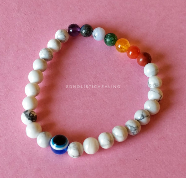 Howlite Chakra Slim Bracelet