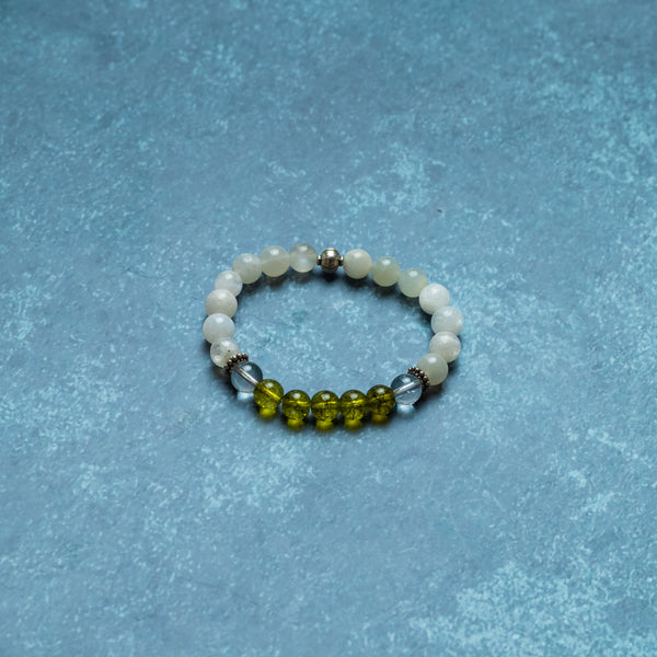 Clear Quartz, Moonstone and Peridot Bracelet