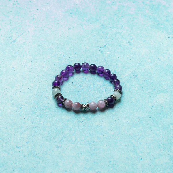 Kunzite , Amethyst and Moonstone Bracelet