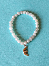 Moonstone Slim Bracelet with Moon Charm