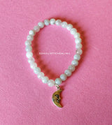 Moonstone Slim Bracelet with Moon Charm