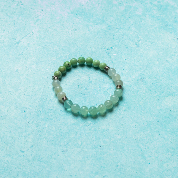 Prehnite , Chrysoprase and Moonstone Bracelet